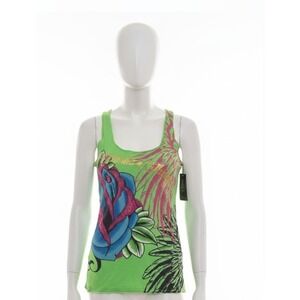 Ed Hardy Tank Top Green Large Christian Audigier Y2K Deadstock Tattoo print rose